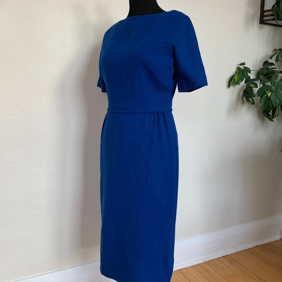 Vintage 1960s XS royal blue wool dress - Picture 1 of 3